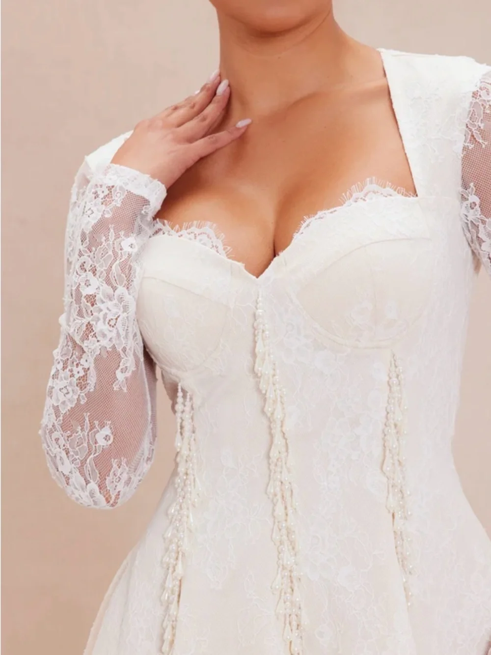 Elizabeth Lace Mini Dress - Ivory/White - Picture 3 of 5